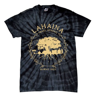Maui Hawaii Shoreline Supportive Golden Maui Strong Lahaina Banyan Tree Tie-Dye T-Shirt