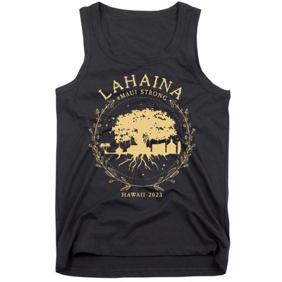 Maui Hawaii Shoreline Supportive Golden Maui Strong Lahaina Banyan Tree Tank Top