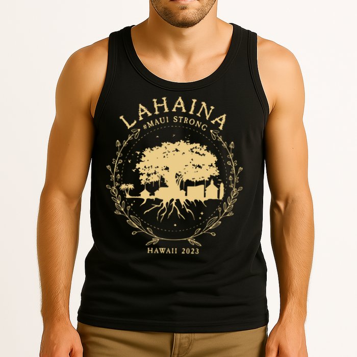 Maui Hawaii Shoreline Supportive Golden Maui Strong Lahaina Banyan Tree Tank Top