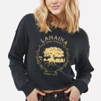 Maui Hawaii Shoreline Supportive Golden Maui Strong Lahaina Banyan Tree Cropped Pullover Crew