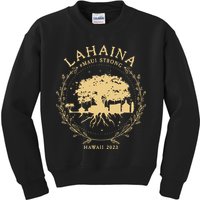 Maui Hawaii Shoreline Supportive Golden Maui Strong Lahaina Banyan Tree Kids Sweatshirt