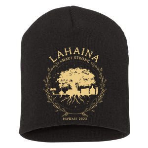 Maui Hawaii Shoreline Supportive Golden Maui Strong Lahaina Banyan Tree Short Acrylic Beanie