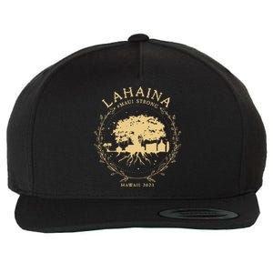 Maui Hawaii Shoreline Supportive Golden Maui Strong Lahaina Banyan Tree Wool Snapback Cap