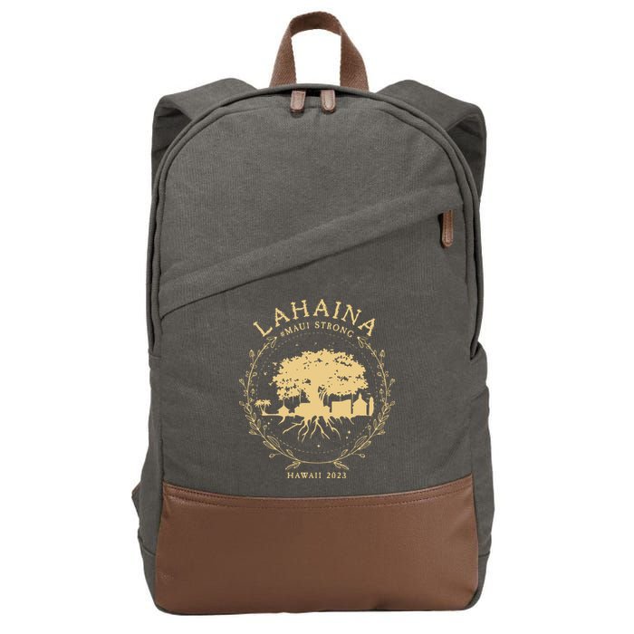 Maui Hawaii Shoreline Supportive Golden Maui Strong Lahaina Banyan Tree Cotton Canvas Backpack