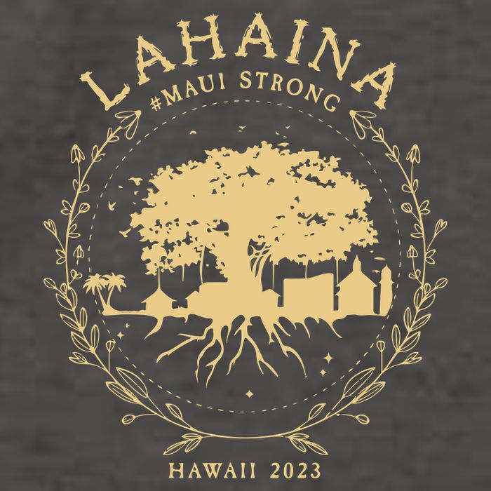 Maui Hawaii Shoreline Supportive Golden Maui Strong Lahaina Banyan Tree Vector Backpack