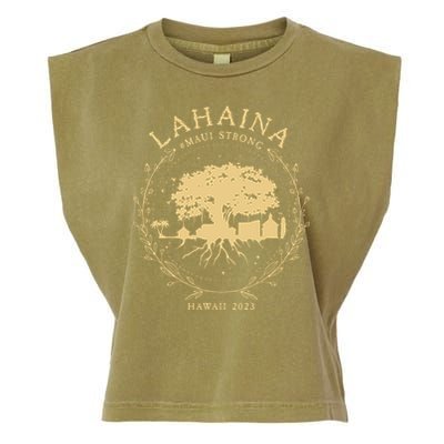 Maui Hawaii Shoreline Supportive Golden Maui Strong Lahaina Banyan Tree Garment-Dyed Women's Muscle Tee