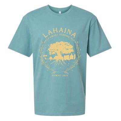 Maui Hawaii Shoreline Supportive Golden Maui Strong Lahaina Banyan Tree Sueded Cloud Jersey T-Shirt