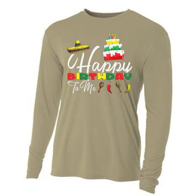 Mexican Holliday Sombrero Cute Cake Happy Birthday To Me Cooling Performance Long Sleeve Crew