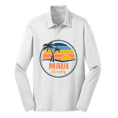 Maui Hawaii Strong Pray For Maui Vintage Design Silk Touch Performance Long Sleeve Polo