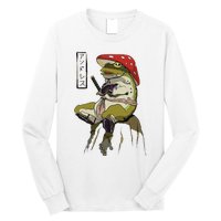 Mushroom Hat Samurai Frog Vintage Japanese Warrior Long Sleeve Shirt