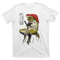 Mushroom Hat Samurai Frog Vintage Japanese Warrior T-Shirt