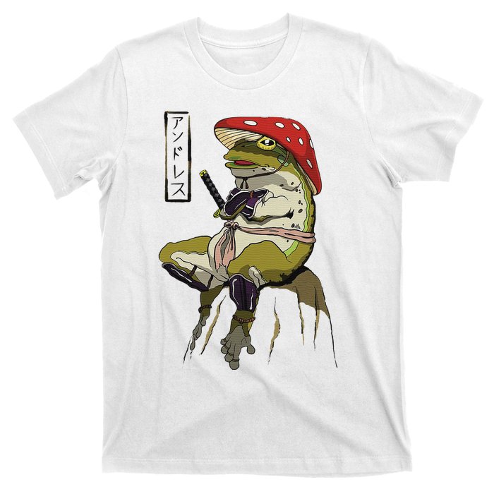 Mushroom Hat Samurai Frog Vintage Japanese Warrior T-Shirt