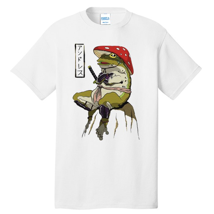 Mushroom Hat Samurai Frog Vintage Japanese Warrior Tall T-Shirt