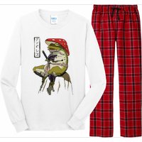 Mushroom Hat Samurai Frog Vintage Japanese Warrior Long Sleeve Pajama Set