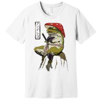 Mushroom Hat Samurai Frog Vintage Japanese Warrior Premium T-Shirt