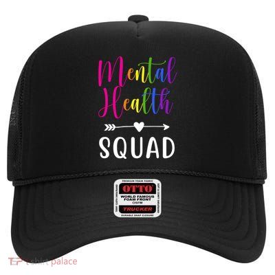 Mental Health Squad Awareness Colorful High Crown Mesh Back Trucker Hat