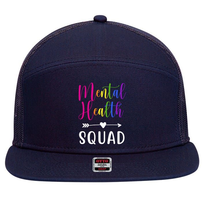 Mental Health Squad Awareness Colorful 7 Panel Mesh Trucker Snapback Hat