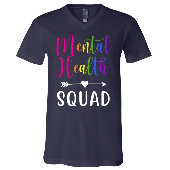 Mental Health Squad Awareness Colorful V-Neck T-Shirt