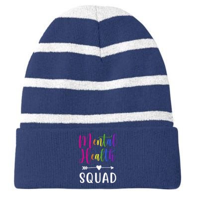 Mental Health Squad Awareness Colorful Striped Beanie with Solid Band