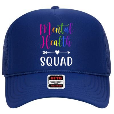 Mental Health Squad Awareness Colorful High Crown Mesh Back Trucker Hat