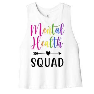 Mental Health Squad Awareness Colorful Women's Racerback Cropped Tank