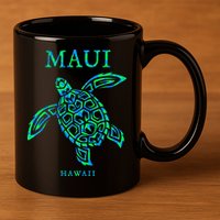 Maui Hawaii Sea Turtle Vacation Souvenir 11oz C Handle Ceramic Mug