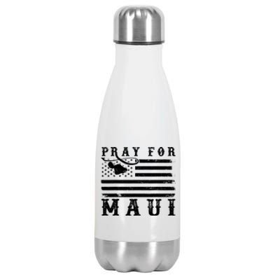 Maui Hawaii Strong American Flag Pray For Maui Gift Stainless Steel Insulated Water Bottle