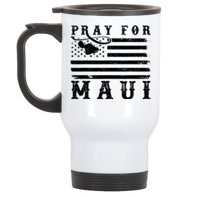 Maui Hawaii Strong American Flag Pray For Maui Gift Stainless Steel Travel Mug