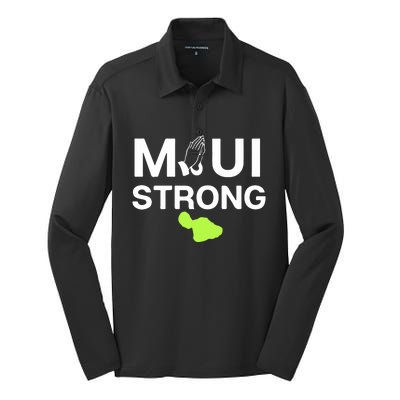 Maui Hawaii Strong Pray For Maui Gift Silk Touch Performance Long Sleeve Polo