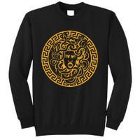 Medusa Head Statue Old Greek Coin Myhtology Tall Sweatshirt