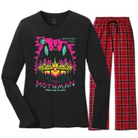 Mothman Halloween Shirts For Witches Wicked Clothes Women's Long Sleeve Flannel Pajama Set 