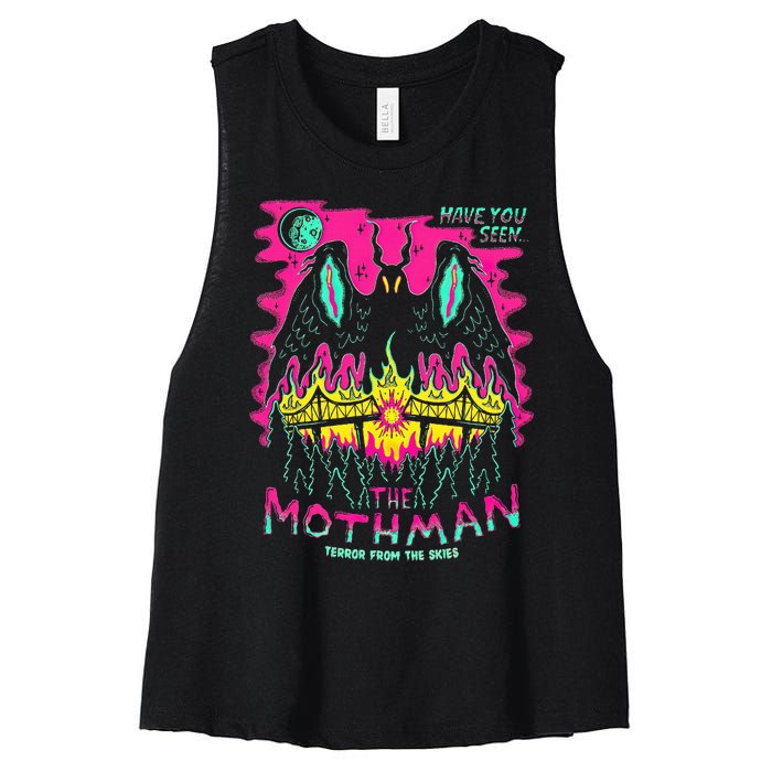 Mothman Halloween Shirts For Witches Wicked Clothes Women's Racerback Cropped Tank