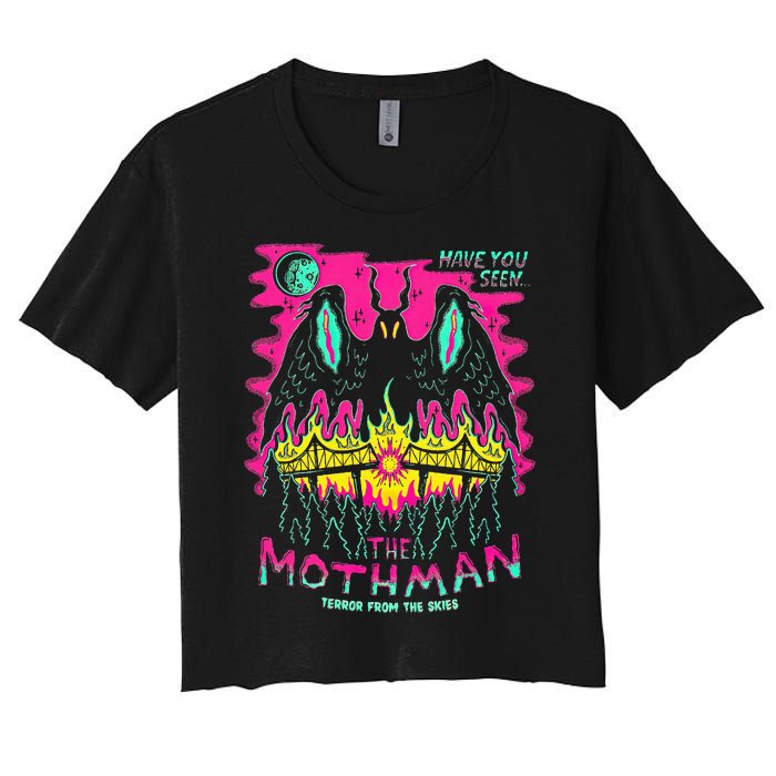 Mothman Halloween Shirts For Witches Wicked Clothes Women's Crop Top Tee