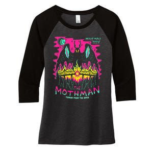 Mothman Halloween Shirts For Witches Wicked Clothes Women's Tri-Blend 3/4-Sleeve Raglan Shirt