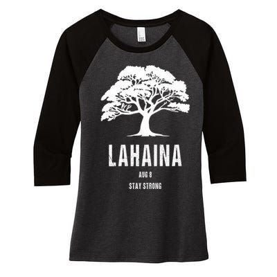 Maui Hawaii Strong Maui Wildfire Lahaina Survivor Women's Tri-Blend 3/4-Sleeve Raglan Shirt