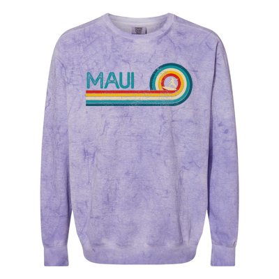 Maui Hawaii Surf Vintage Beach Surfer Surfing Gift Colorblast Crewneck Sweatshirt