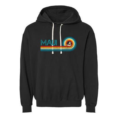 Maui Hawaii Surf Vintage Beach Surfer Surfing Gift Garment-Dyed Fleece Hoodie