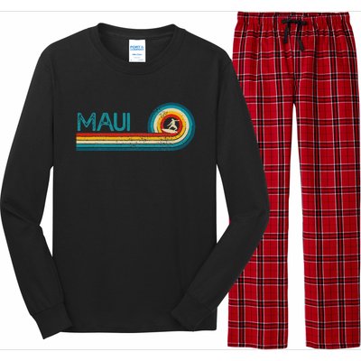 Maui Hawaii Surf Vintage Beach Surfer Surfing Gift Long Sleeve Pajama Set