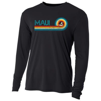 Maui Hawaii Surf Vintage Beach Surfer Surfing Gift Cooling Performance Long Sleeve Crew