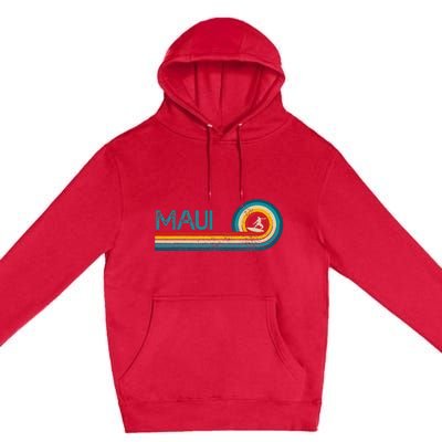 Maui Hawaii Surf Vintage Beach Surfer Surfing Gift Premium Pullover Hoodie