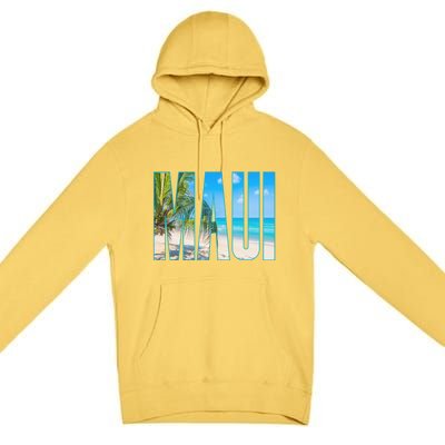 Maui Hawaii Souvenir Merch Family Summer Beach Vacay Cute Gift Premium Pullover Hoodie