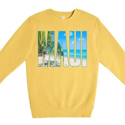 Maui Hawaii Souvenir Merch Family Summer Beach Vacay Cute Gift Premium Crewneck Sweatshirt