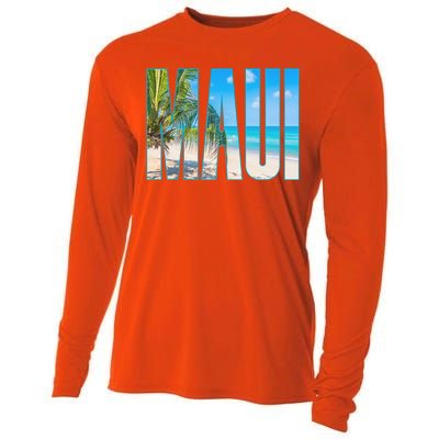 Maui Hawaii Souvenir Merch Family Summer Beach Vacay Cute Gift Cooling Performance Long Sleeve Crew