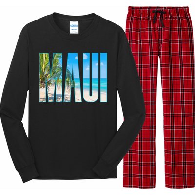 Maui Hawaii Souvenir Merch Family Summer Beach Vacay Cute Gift Long Sleeve Pajama Set