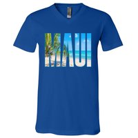 Maui Hawaii Souvenir Merch Family Summer Beach Vacay Cute Gift V-Neck T-Shirt