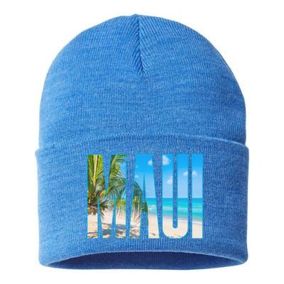 Maui Hawaii Souvenir Merch Family Summer Beach Vacay Cute Gift Sustainable Knit Beanie