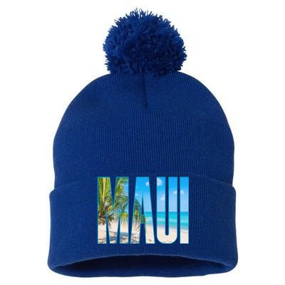 Maui Hawaii Souvenir Merch Family Summer Beach Vacay Cute Gift Pom Pom 12in Knit Beanie