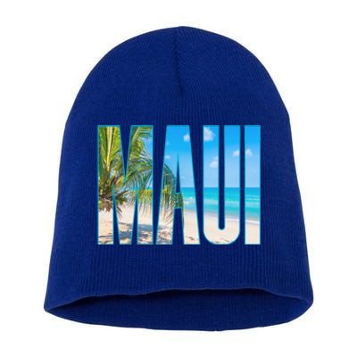 Maui Hawaii Souvenir Merch Family Summer Beach Vacay Cute Gift Short Acrylic Beanie