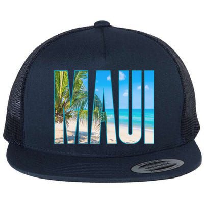 Maui Hawaii Souvenir Merch Family Summer Beach Vacay Cute Gift Flat Bill Trucker Hat