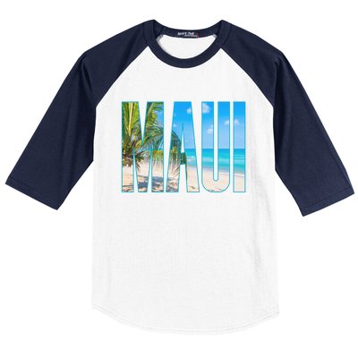 Maui Hawaii Souvenir Merch Family Summer Beach Vacay Cute Gift Baseball Sleeve Shirt